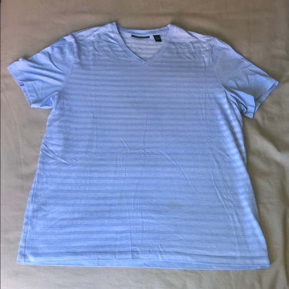PERRY ELLIS STRIPPED V-NECK T-SHIRT - Picture 1 of 4